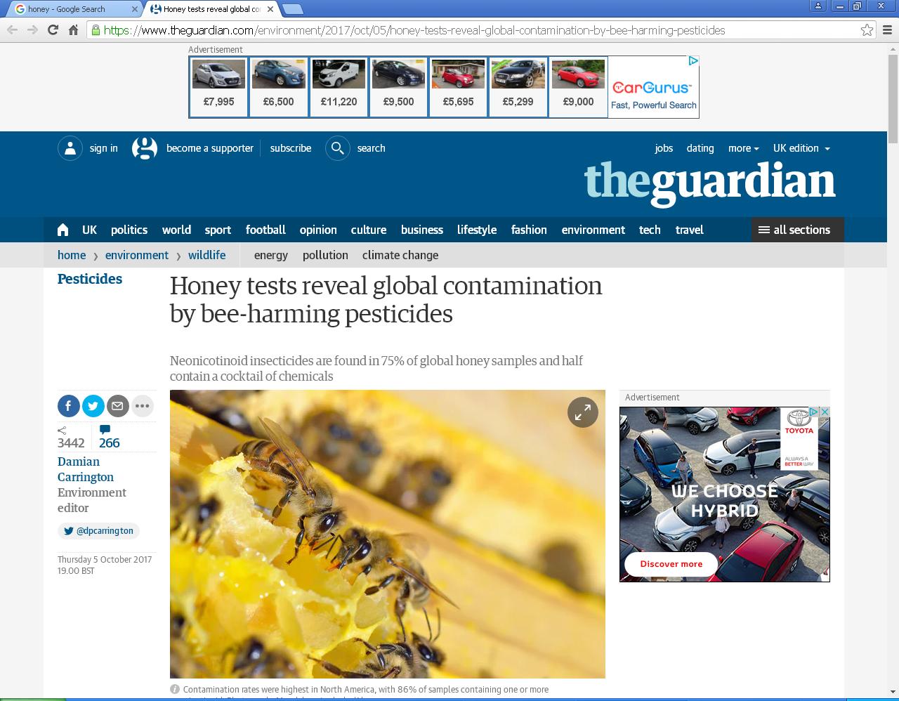 Article in The Guardian about contamination in honey