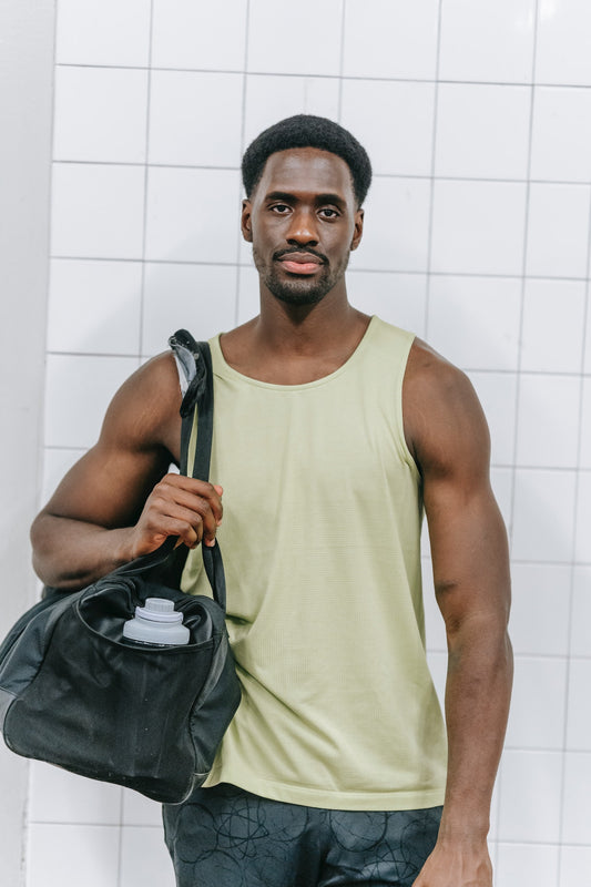 man carrying gym bag
