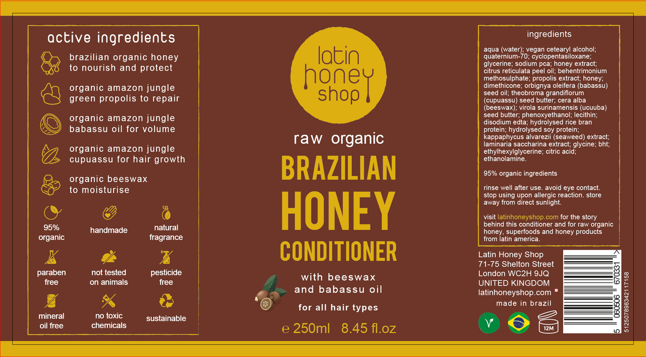 Latin Honey Shop Raw Organic Brazilian Honey Conditioner 250ml