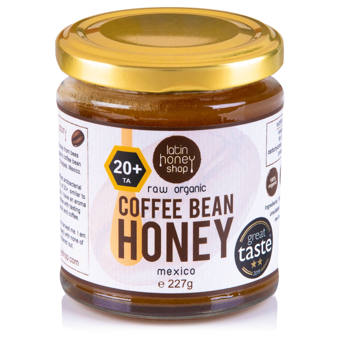 Latin Honey Shop 20+ aktiv rå økologisk kaffebønnehonning fra Mexico svarende til 20+ TA Manuka honning