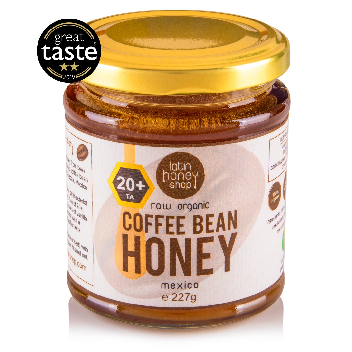 Latin Honey Shop 20+ aktiv rå ekologisk kaffebönhonung från Mexiko lika med 20+ TA Manuka honung