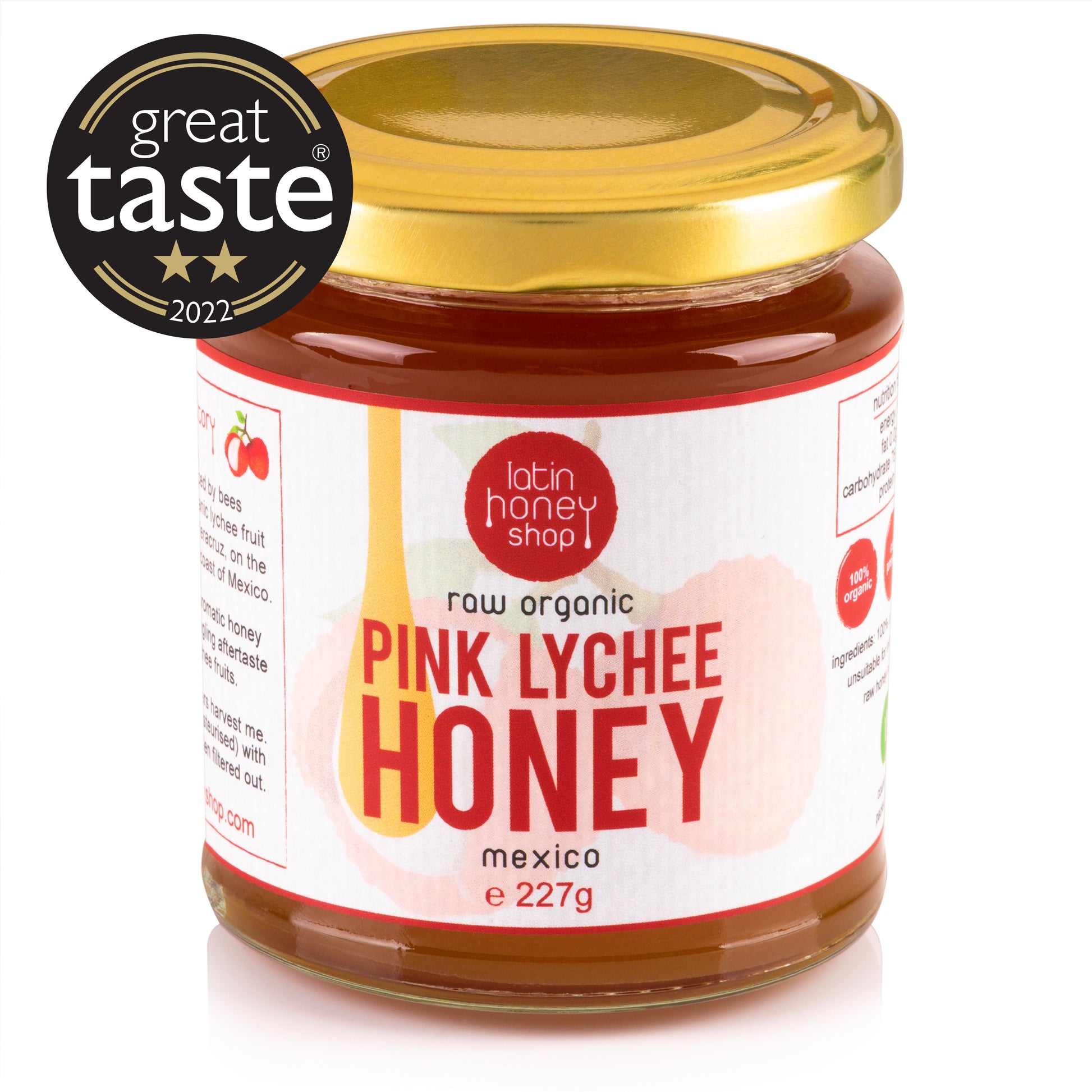 Miel de litchi rose biologique cru du Mexique 227g – latin honey shop