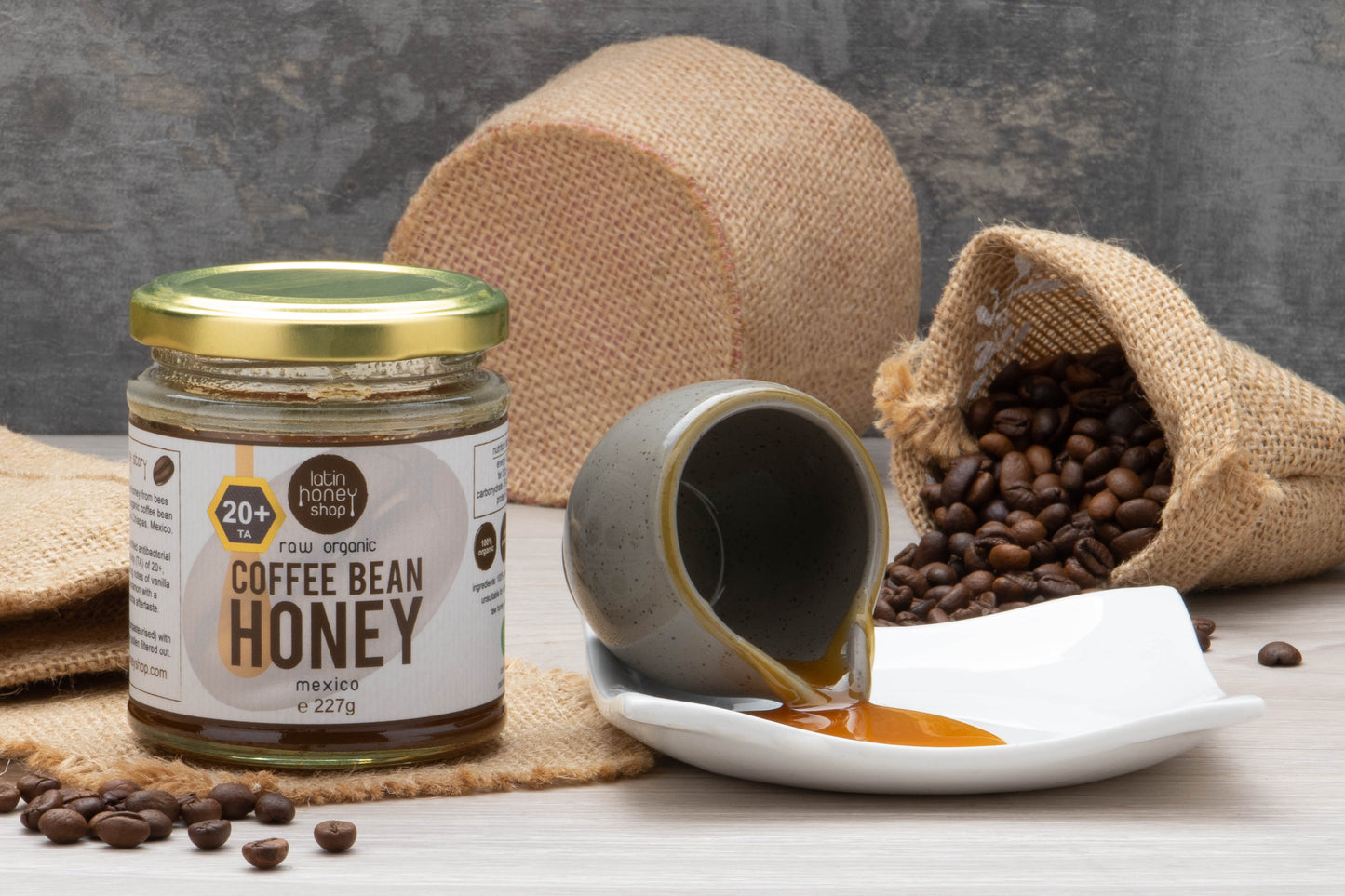 Latin Honey Shop 20+ Miel de grains de café biologique cru actif du Mexique égal à 20+ TA Miel de Manuka