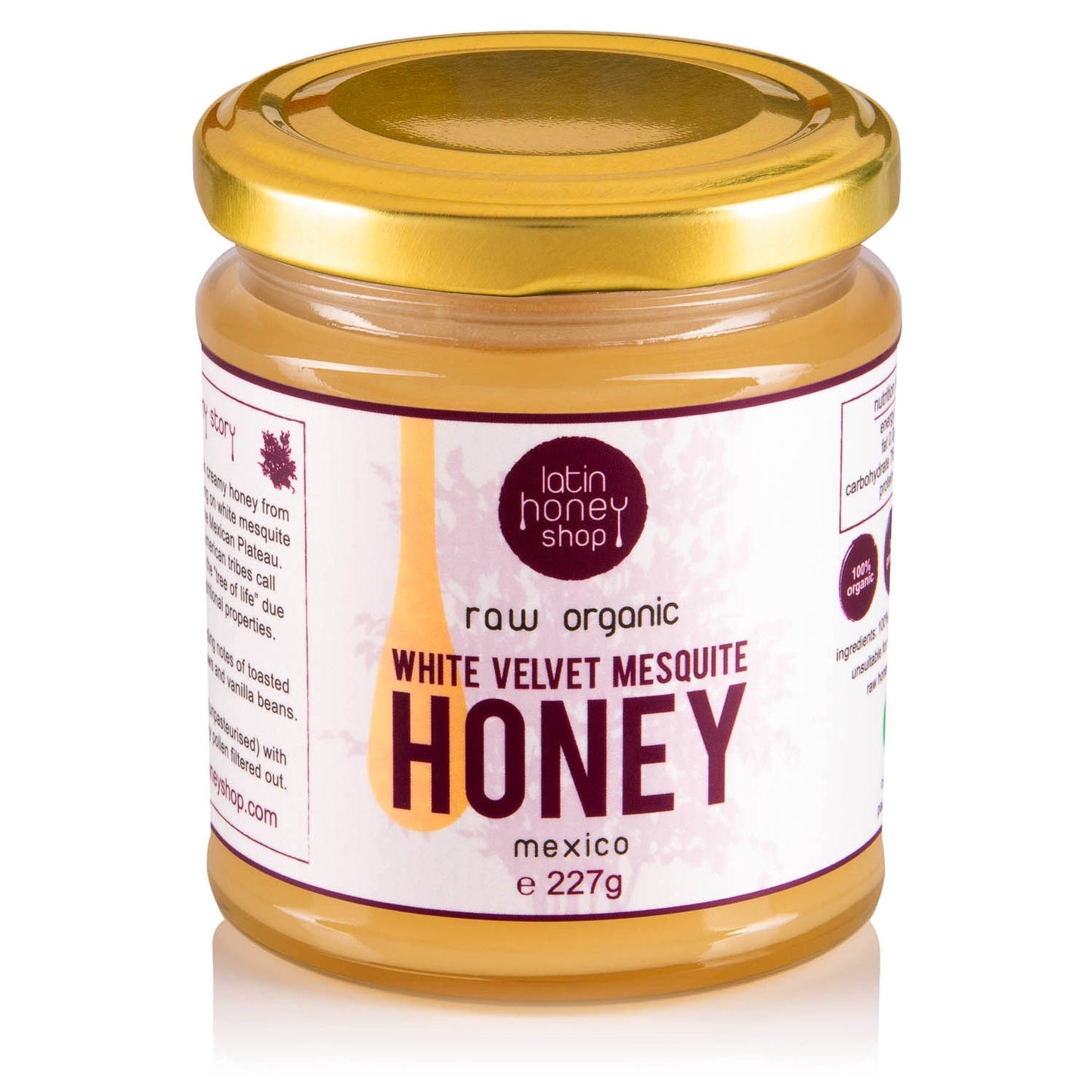 Latin Honey Shop roher Bio-Mesquite-Honig aus weißem Samt aus Mexiko