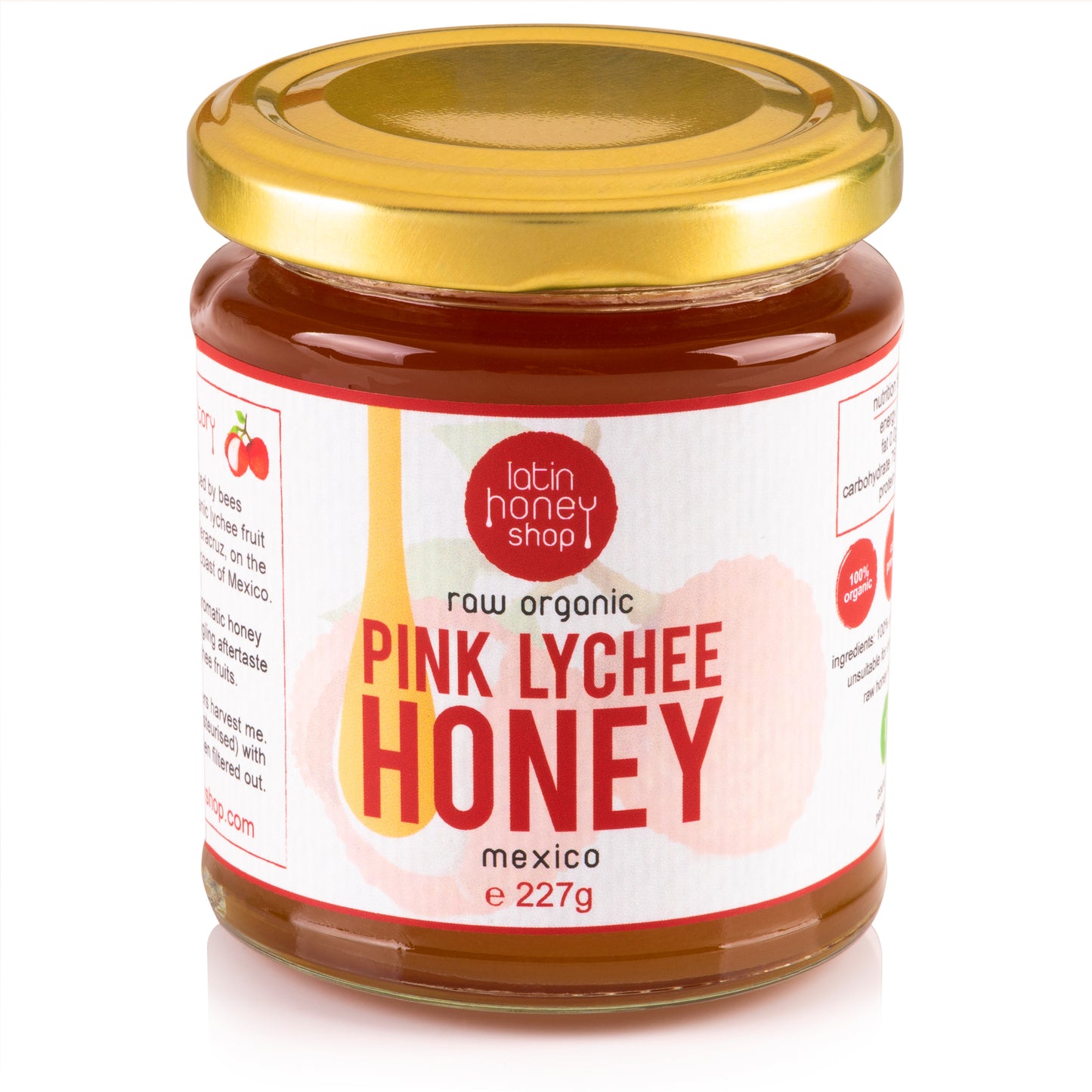 Rå økologisk pink litchihonning fra mexico 227g latinsk honningbutik 